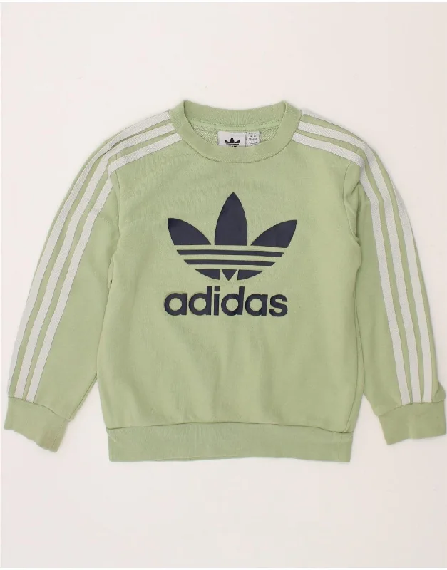 Relaxed Fashion ADIDAS Boys Graphic Sweatshirt Jumper 5-6 Years Green Cotton