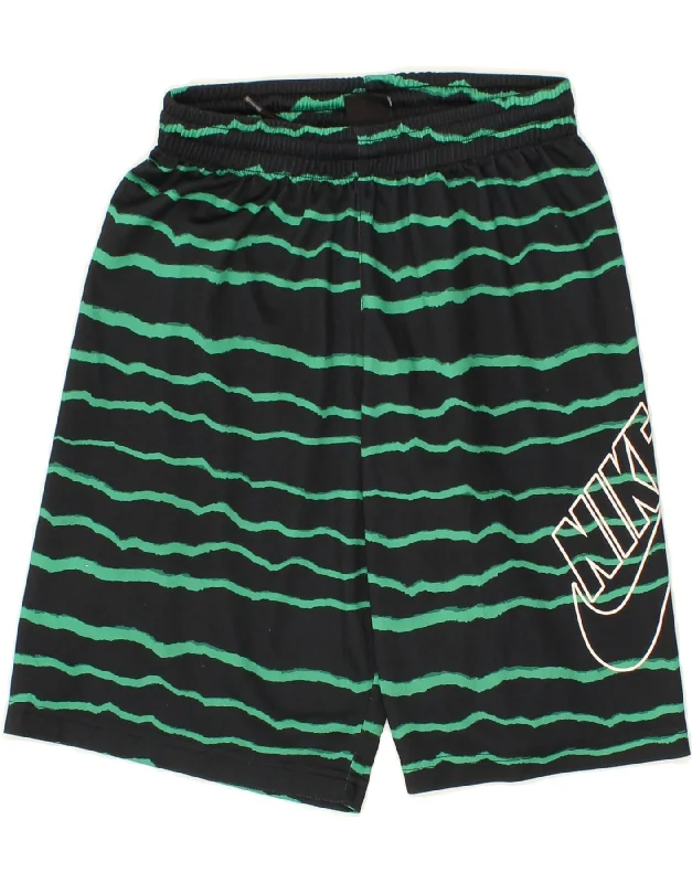 Classic Series NIKE Boys Sport Shorts 10-11 Years Medium Black Striped Polyester