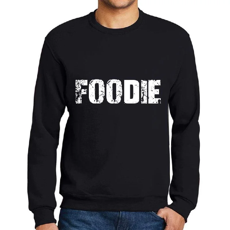 Soft Layers Men's Printed Graphic Sweatshirt Popular Words FOODIE Deep Black