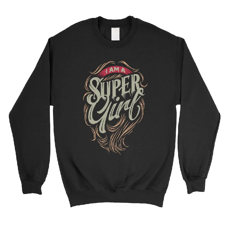 Relaxed Fit Wear Super Girl Hair Unisex Crewneck Sweatshirt