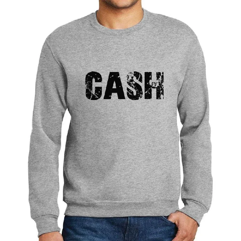 Sports Trend Men's Printed Graphic Sweatshirt Popular Words CASH Grey Marl