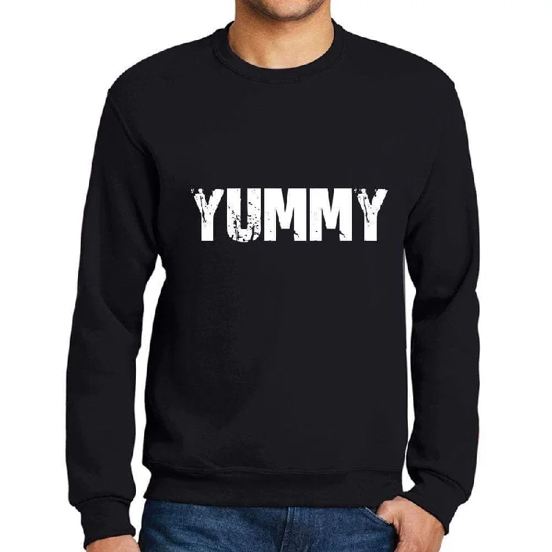Soft Touch Men's Printed Graphic Sweatshirt Popular Words YUMMY Deep Black