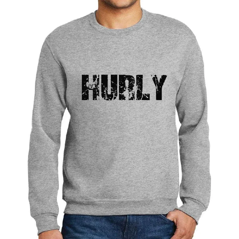 Floral Prints Men's Printed Graphic Sweatshirt Popular Words HURLY Grey Marl