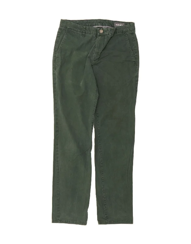 Elegant Series BONOBOS Mens Straight Chino Trousers W31 L32 Green Cotton