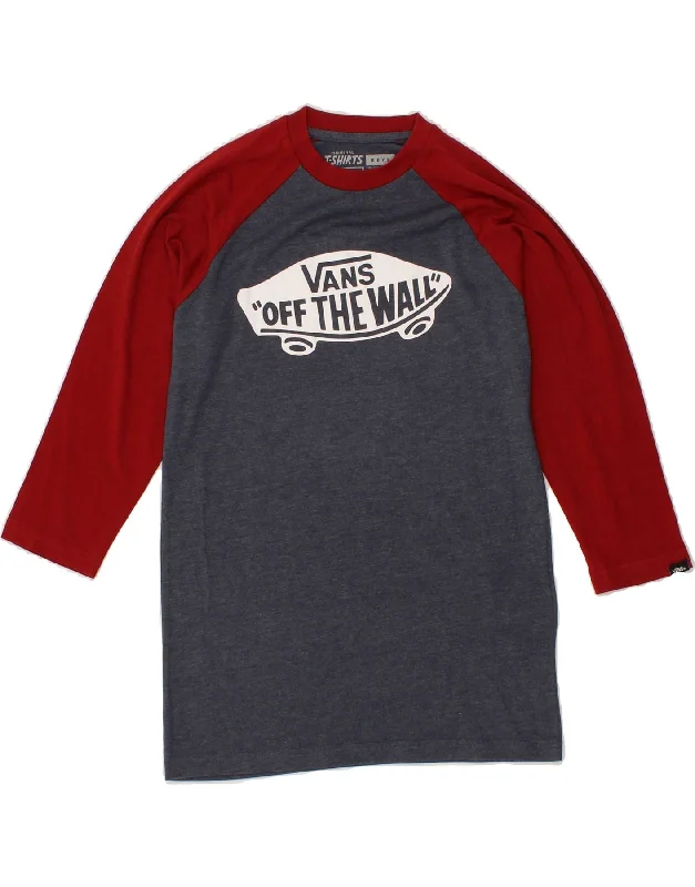 Easy Fashion VANS Boys Off The Wall Graphic Top 3/4 Sleeve 8-9 Years Medium Navy Blue