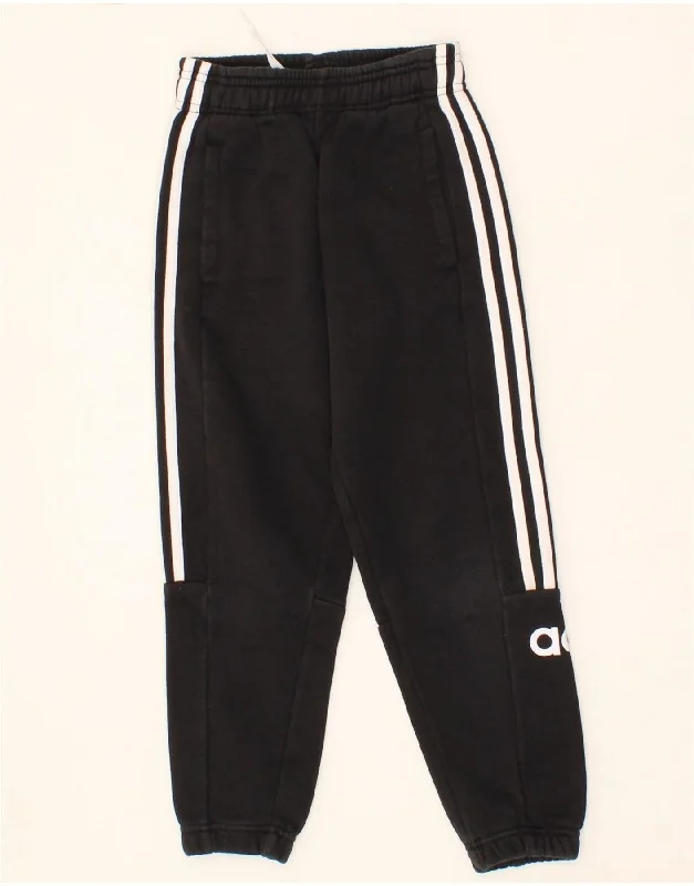Summer Selection ADIDAS Girls Graphic Tracksuit Trousers Joggers 7-8 Years Black Cotton