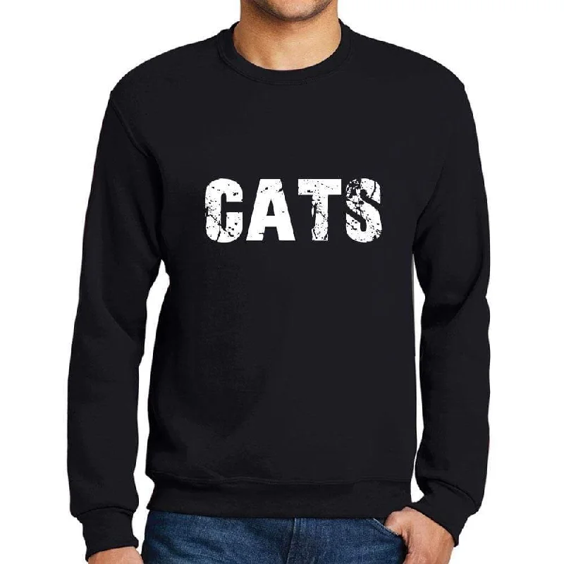 Chic Comfort Men's Printed Graphic Sweatshirt Popular Words CATS Deep Black
