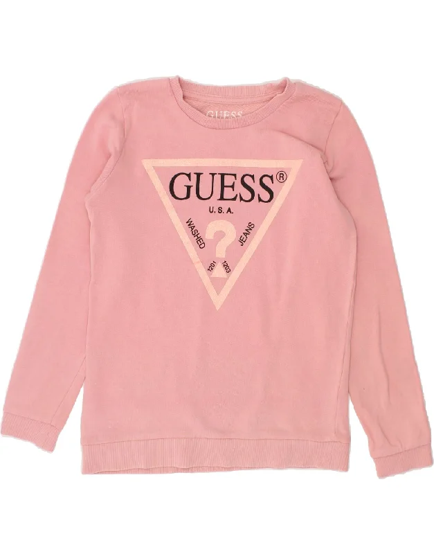 Advanced Customization GUESS Girls Graphic Top Long Sleeve 6-7 Years Pink Cotton