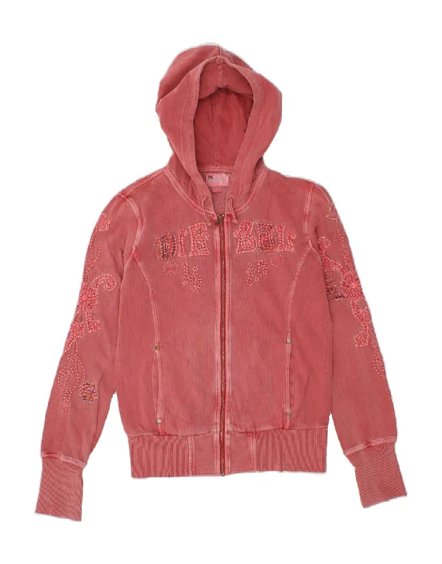 Classic Design DIESEL Girls Zip Hoodie Sweater 12-13 Years 2XL Pink