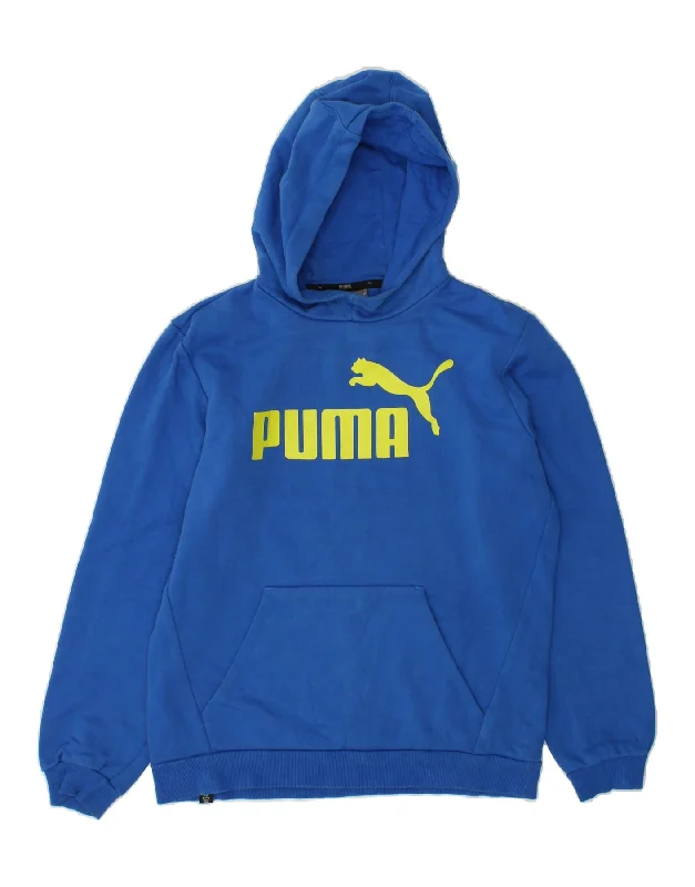Wearable At Home Or Out PUMA Boys Graphic Hoodie Jumper 15-16 Years Blue Cotton