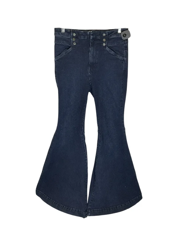 Chic Comfort Wear Jeans Flared By Free People In Blue Denim, Size: 6