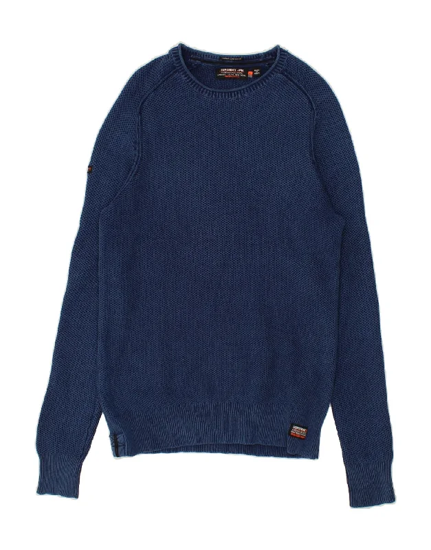 Cozy Pants SUPERDRY Boys Boat Neck Jumper Sweater 14-15 Years XL Navy Blue Cotton