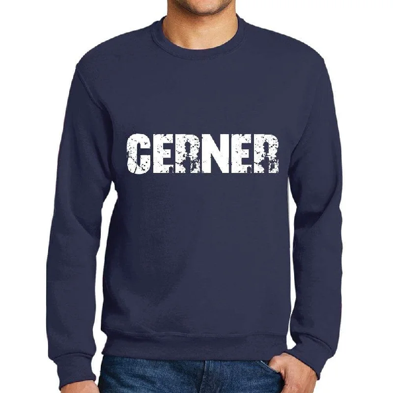 Comfy Chic Men's Printed Graphic Sweatshirt Popular Words CERNER French Navy