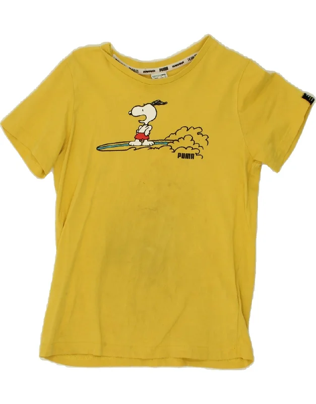 Modern Tailoring PUMA Girls Peanuts Graphic T-Shirt Top 11-12 Years Yellow Cotton