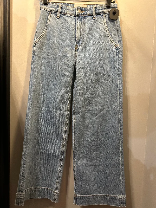 Simple Solid Color Jeans Wide Leg By Everlane In Blue Denim, Size: 2