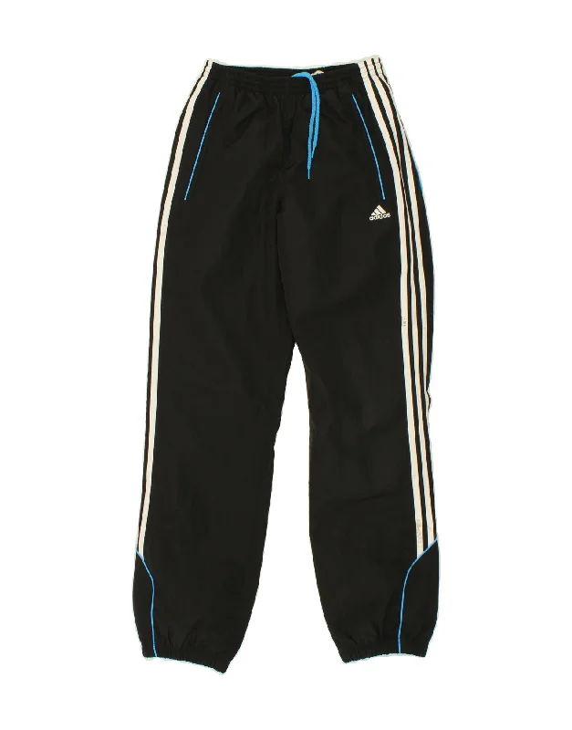 Versatile Casuals ADIDAS Boys Graphic Tracksuit Trousers Joggers 13-14 Years Black Polyester