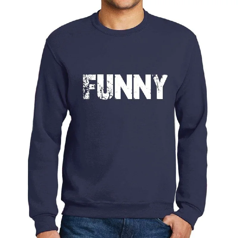 Celebrity Style Men's Printed Graphic Sweatshirt Popular Words FUNNY French Navy
