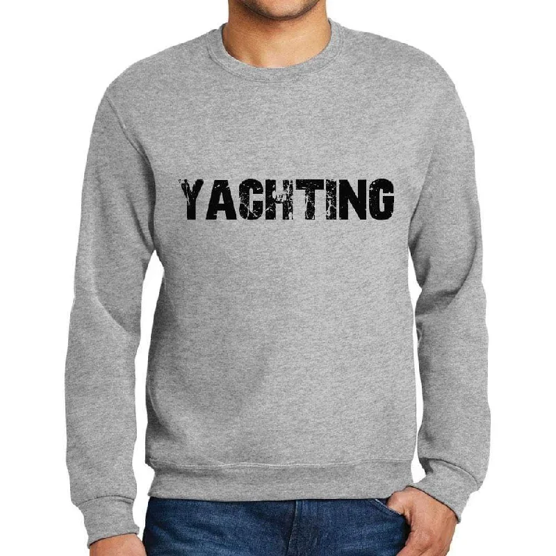 Casual And Comfortable Men's Printed Graphic Sweatshirt Popular Words YACHTING Grey Marl
