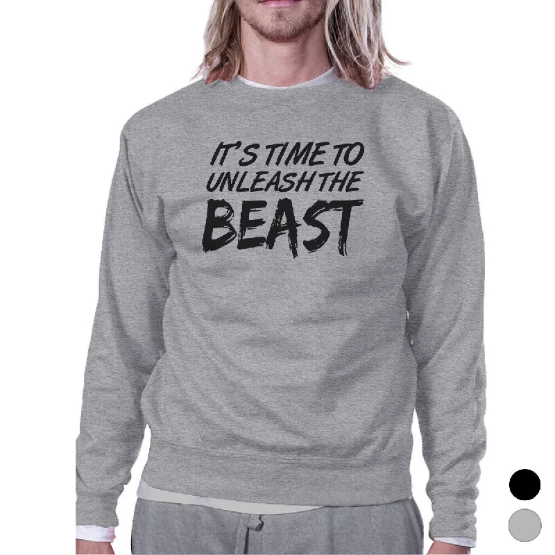 Playful Style Unleash Beast Unisex Crewneck Sweatshirt Cute Workout Pullover Gift