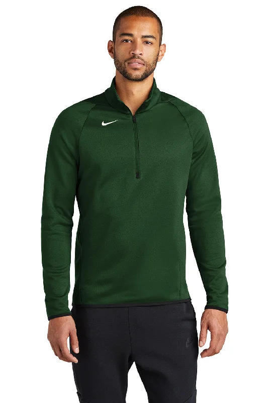 Youthful Nike Mens Therma-Fit Moisture Wicking Fleece 1/4 Zip Sweatshirt - Team Dark Green - NEW Youthful Nike Mens Therma-Fit Moisture Wicking Fleece 1/4 Zip Sweatshirt - Team Dark Green - NEW