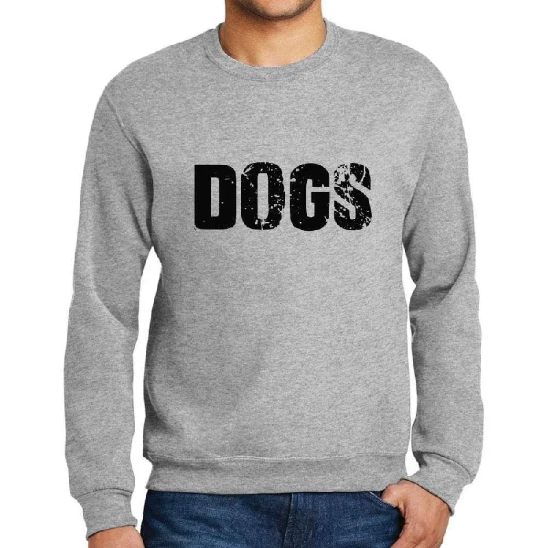 Everyday Outfits Men's Printed Graphic Sweatshirt Popular Words DOGS Grey Marl