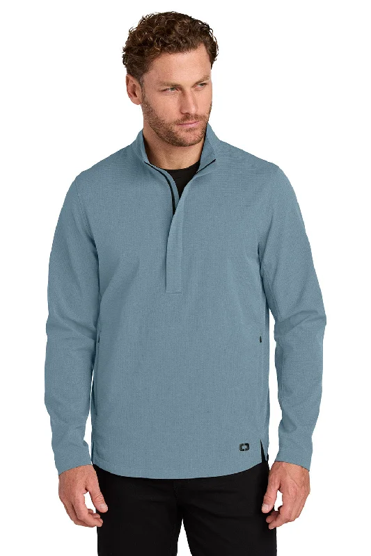 Elegant Style Ogio Mens Aspect Moisture Wicking 1/4 Zip Sweatshirt w/ Pouch Pocket - Mist Blue - NEW