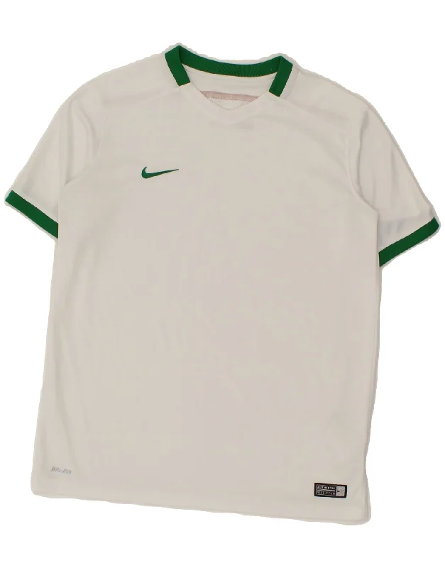 Loose Fit NIKE Boys Dri Fit T-Shirt Top 13-14 Years XL White Polyester