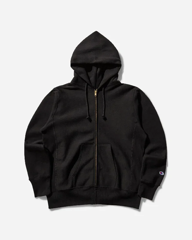 Comfortable Jackets Men's Made in USA Reverse Weave Zipped Hoodie Black