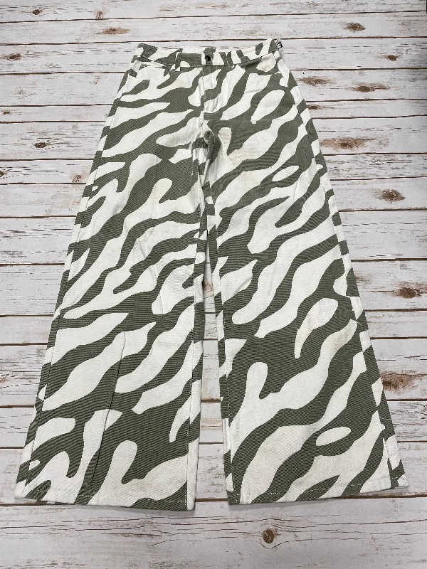 Warm Comfort Jeans Wide Leg By Shein In Green & White, Size: 6
