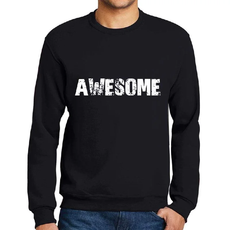 Advanced Customization Men's Printed Graphic Sweatshirt Popular Words AWESOME Deep Black Advanced Customization Men's Printed Graphic Sweatshirt Popular Words AWESOME Deep Black