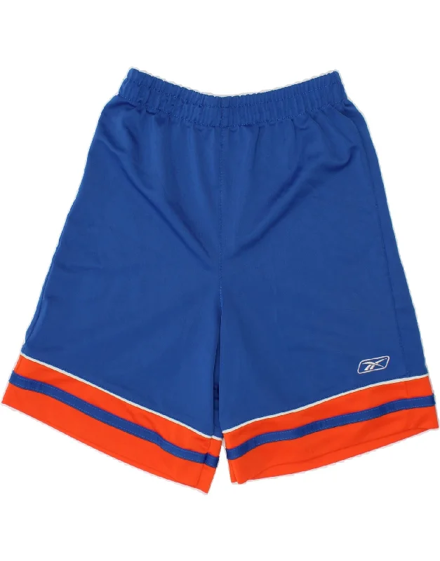 Classic REEBOK Boys Sport Shorts 5-6 Years Blue Colourblock Polyester