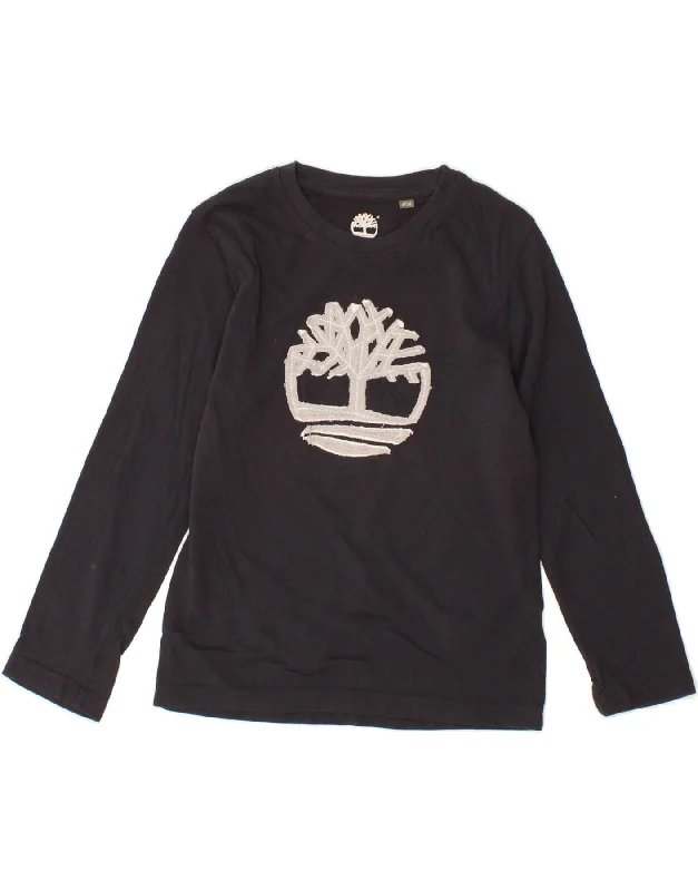 Thin Design TIMBERLAND Boys Graphic Top Long Sleeve 7-8 Years Black