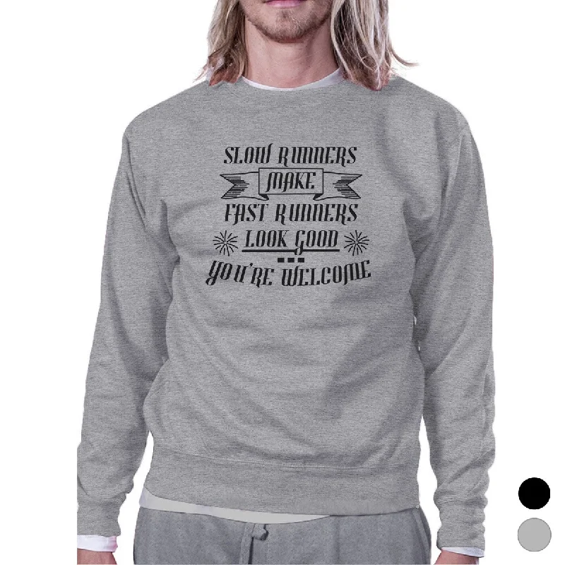 Warm And Comfortable Slow Fast Runners Unisex Crewneck Sweatshirt Unique Gym Pullover Warm And Comfortable Slow Fast Runners Unisex Crewneck Sweatshirt Unique Gym Pullover