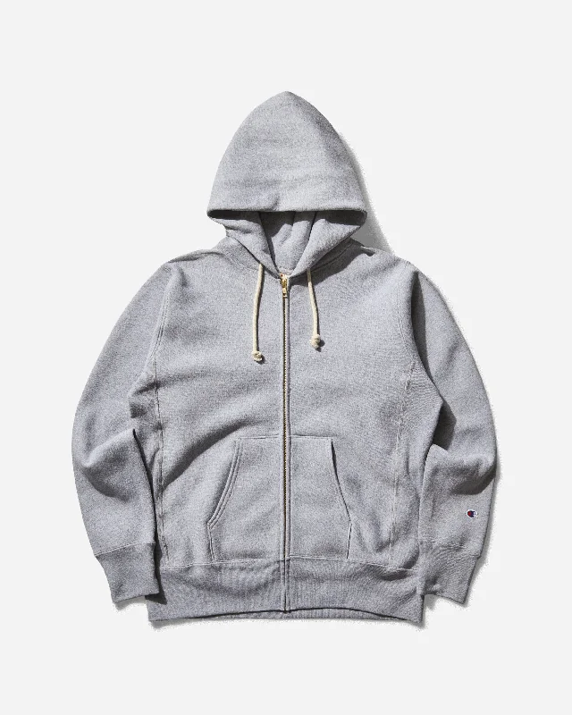 Comfort Fit Men's Made in USA Reverse Weave Zipped Hoodie Oxford Grey