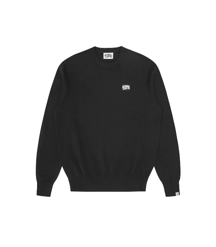 Mid-length Style WOVEN PATCH ARCH LOGO KNIT CREWNECK - BLACK