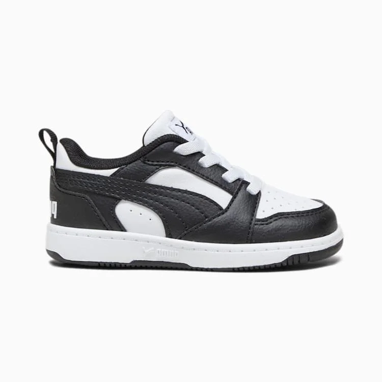 Fashion Must-have PUMA KID'S REBOUND V6 WHITE/BLACK BASKETBALL SHOES