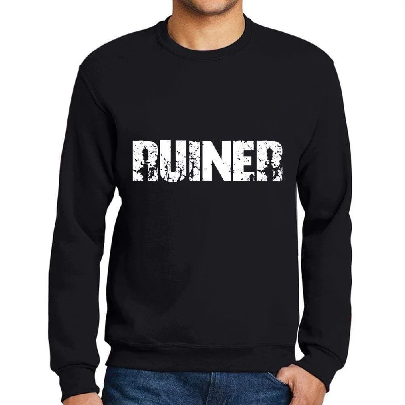 Cozy Layers Men's Printed Graphic Sweatshirt Popular Words RUINER Deep Black