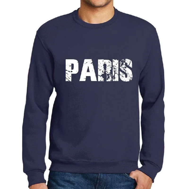 Noble And Elegant Men's Printed Graphic Sweatshirt Popular Words PARIS French Navy