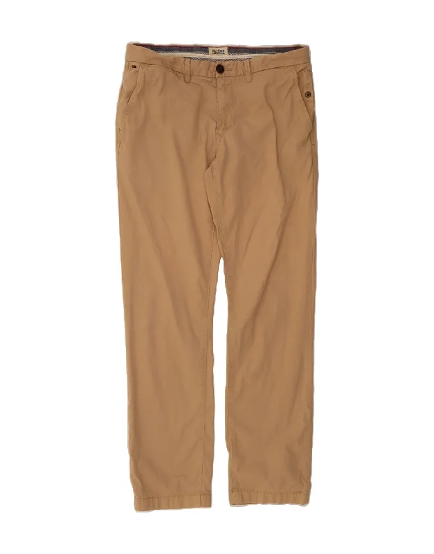 Fashion Concept TOMMY HILFIGER Mens Straight Chino Trousers W32 L32 Beige Cotton
