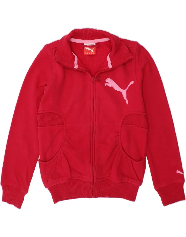 Cozy Apparel PUMA Girls Graphic Tracksuit Top Jacket 7-8 Years Pink Cotton