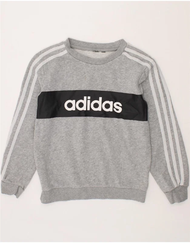 Comfortable Tops ADIDAS Boys Graphic Sweatshirt Jumper 6-7 Years Grey Cotton