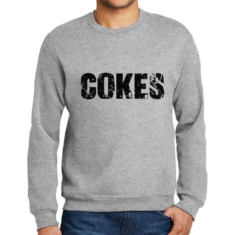 Relaxed Fashion Men's Printed Graphic Sweatshirt Popular Words COKES Grey Marl