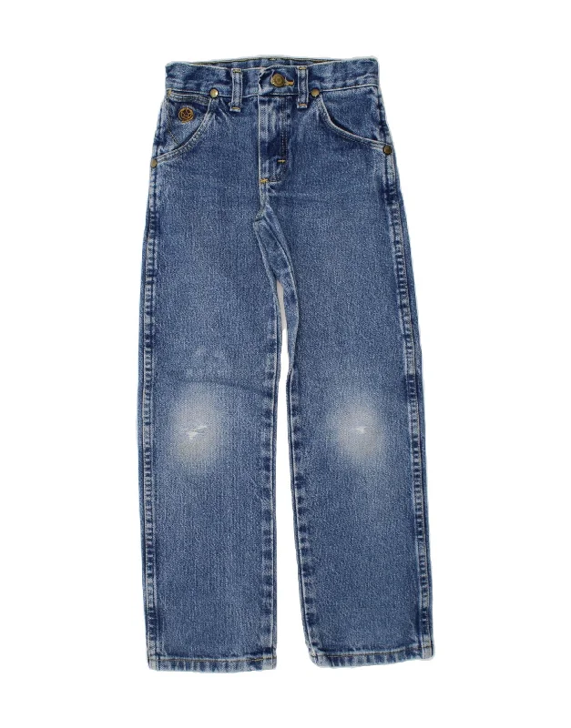 Free And Comfortable WRANGLER Boys Distressed Straight Jeans 7-8 Years W22 L23  Blue Cotton