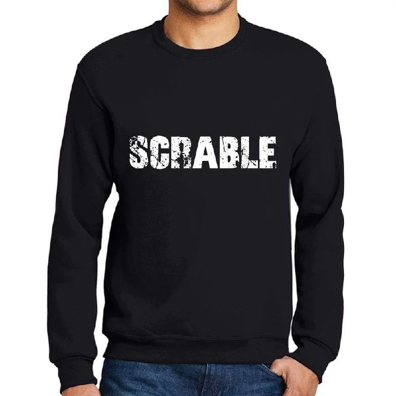 Elegant Series Men's Printed Graphic Sweatshirt Popular Words SCRABLE Deep Black