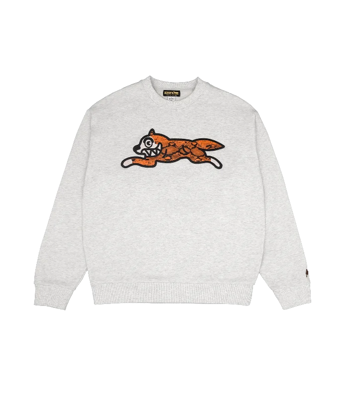 Soft Clothing SNAKE PATTERN RUNNING DOG CREWNECK - LIGHT HEATHER GREY