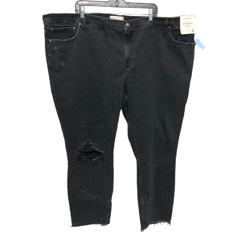 Celebrity Style Jeans Straight By Abercrombie And Fitch In Black Denim, Size: 24