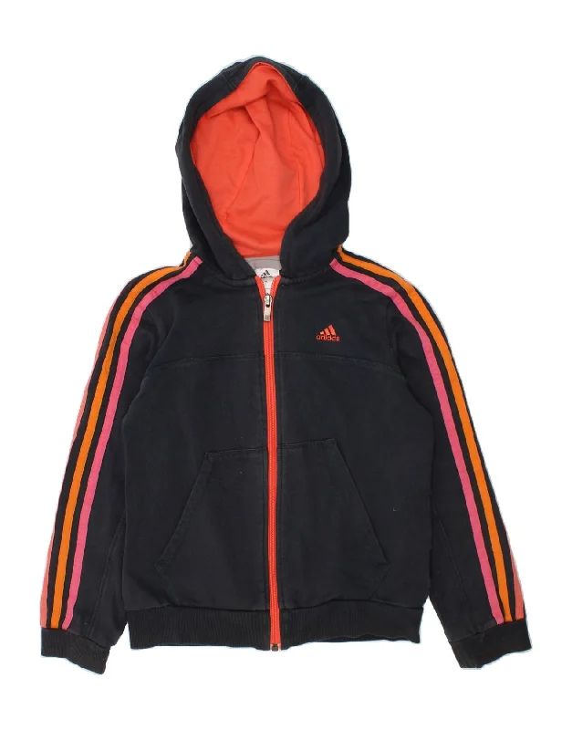 Soft And Comfortable ADIDAS Girls Zip Hoodie Sweater 9-10 Years Grey