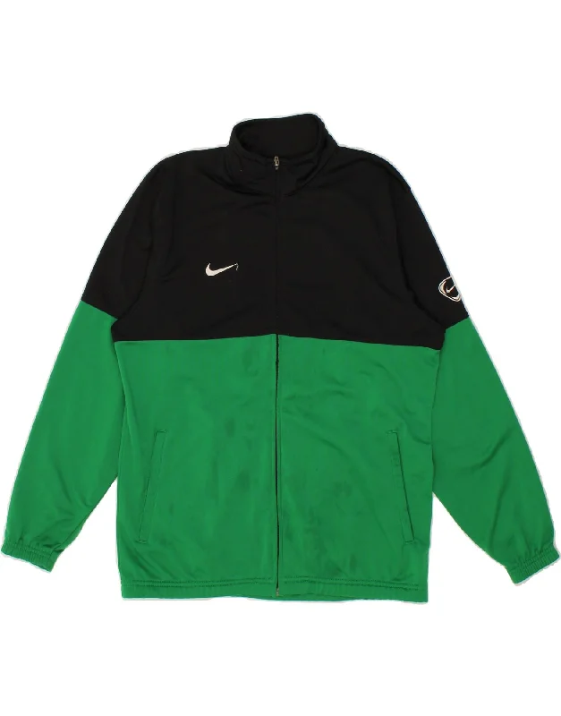 Knowledge And Elegance NIKE Boys Tracksuit Top Jacket 13-14 Years XL Green Colourblock Polyester