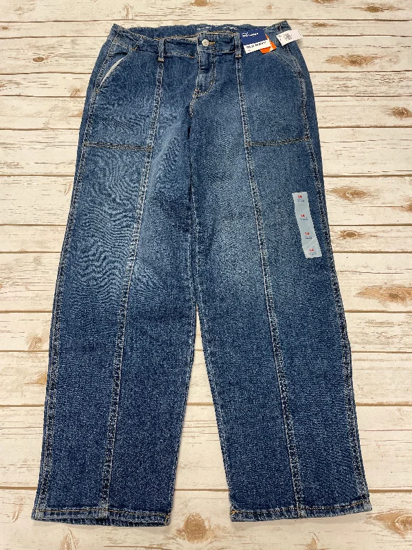 Stylish Comfort Jeans Wide Leg By Old Navy In Blue Denim, Size: 14
