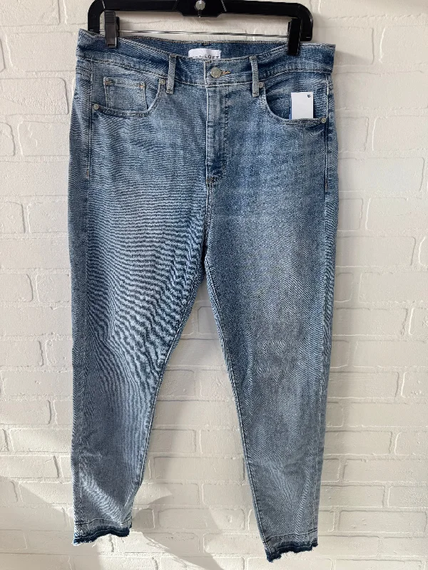 Lace Design Jeans Skinny By Loft In Blue Denim, Size: 10